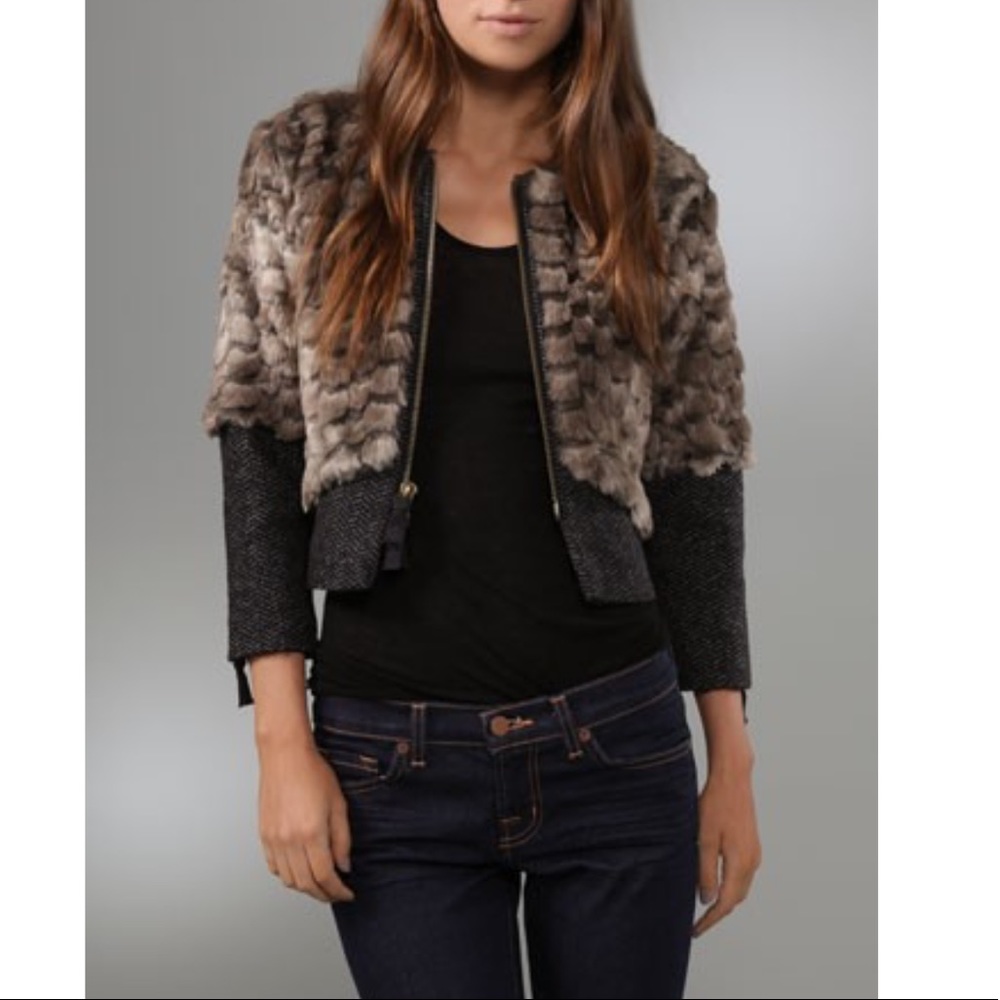 Juicy Couture Tweed Faux Fur Jacket